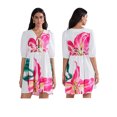 thumbnail image 2 of Gupgi Robe Courte Fleurie pour Femme à Manches Courtes, Robe Babydoll Fluide à Col en V, Robe Chemise Coupe Ample, Mini Robe d'Été Bohème, 2 of 8