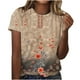 thumbnail image 2 of Fiudx Ofertas Flash Del Día Solo En Línea Top Casual de Manga Corta con Cuello Redondo y Estampado Retro para Mujer, 2 of 4
