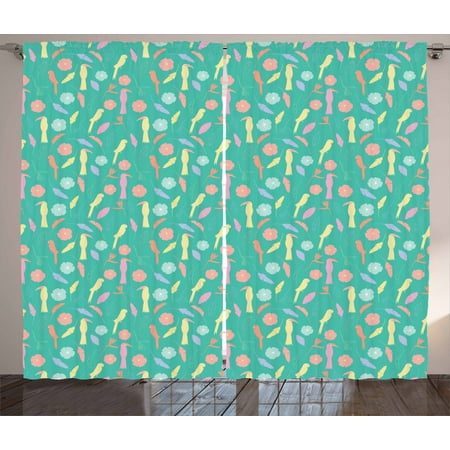 Tropical Curtains 2 Panels Set Vibrant Colored Exotic Holiday