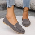 thumbnail image 6 of Women's Suede Moccasin Loafers with Metal Accent, Comfortable Slip-On Casual Shoes, Footwear for Everyday Wear and Office Settings Gray 35, 6 of 9