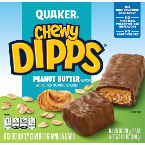 Quaker Chewy Dipps Peanut Butter Granola Bars 6 ct - Pack of 2