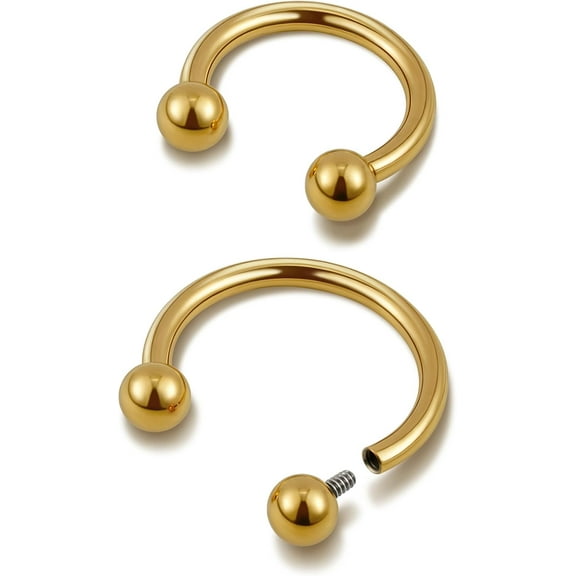 Septum Ring 16g Titanium 8mm 10mm - ASTM F136 Titanium Horseshoe Nose Rings for Septum, Daith, Rook, Helix