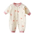 thumbnail image 1 of WRKEKC Barboteuse Imprimée pour Bébé Col Rond Boutons Pression Coton Doux Épaissi Chaud Ajusté Confortable Combinaison Automne Hiver pour Garçons et Filles 1 Mois-3 Ans, 1 of 3