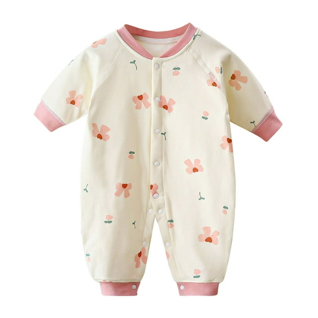 WRKEKC Barboteuse Imprimée pour Bébé Col Rond Boutons Pression Coton Doux Épaissi Chaud Ajusté Confortable Combinaison Automne Hiver pour Garçons et Filles 1 Mois-3 Ans