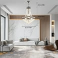 thumbnail image 4 of Modern Crystal Chandelier Pendant Lamp Lighting Home Hotel Decor Ceiling Fixture Hanging Crystal Chandelier Pendant Light H30 "xW 24" With 9.8 inches Chain High Quality LED K9 Crystal Chandelier, 4 of 7
