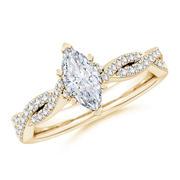 ANGARA Lab Grown Peg Head Diamond Engagement Ring for Women in 14K Yellow Gold (Size-9x4.5mm| Color-F-G| Clarity-VS) | April Birthstone, Anniversary, Jewelry Gift for Women | Lab-Grown Diamond Ring