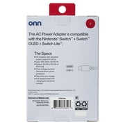 onn AC Power Adapter for Nintendo Switch & Switch, 6ft, Lite, Black