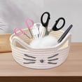 thumbnail image 2 of Cesta de algodón con forma de gato de dibujos animados, contenedor de cosméticos, adorno decorativo, gatito moderno Blanco lechoso, 2 of 9