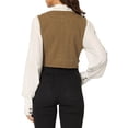 thumbnail image 3 of CHALECO CORTO SIN MANGAS DE DENIM CON BOTONES PARA MUJERES INSPIRAR CHIC TALLA XL COLOR MARRÓN, 3 of 6