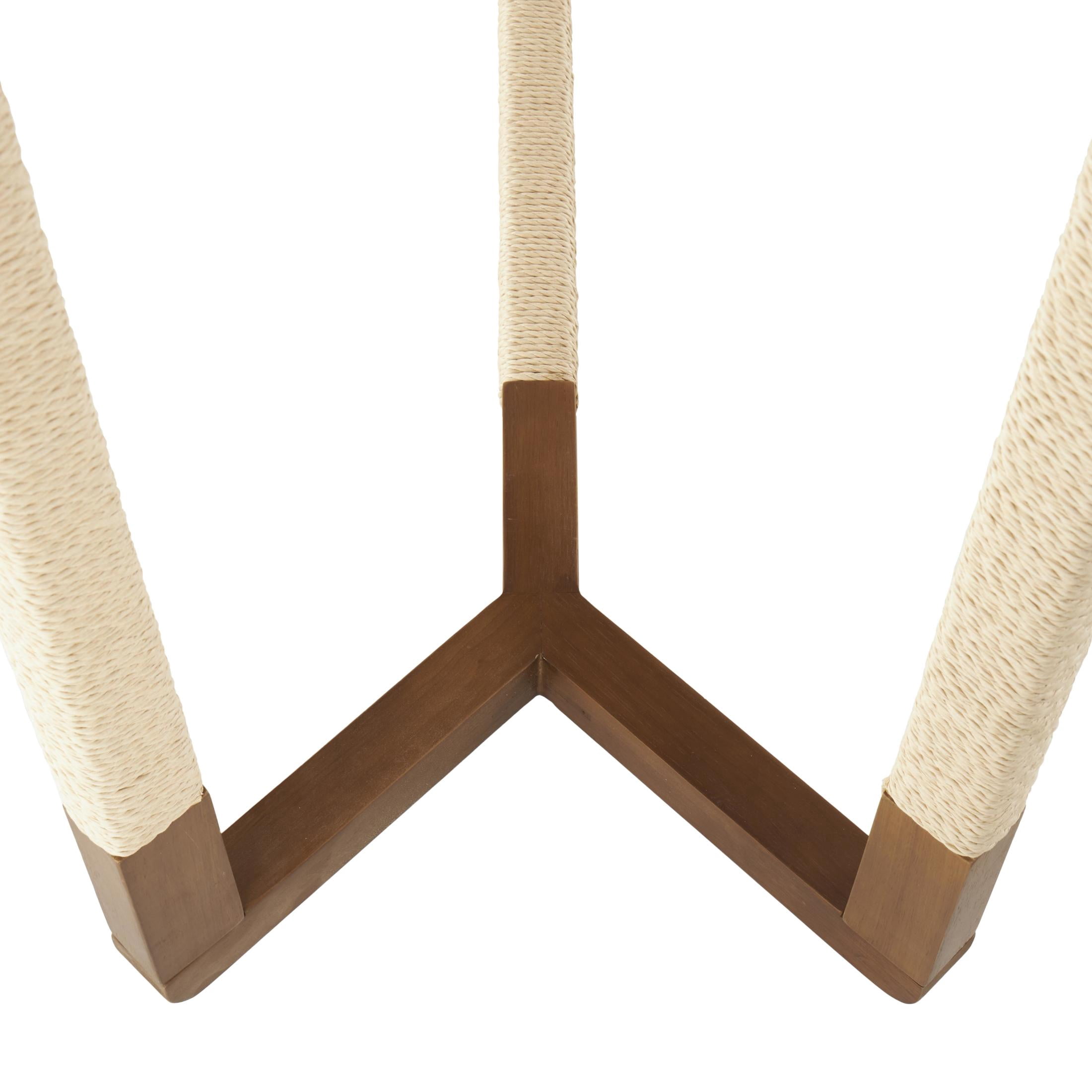 DecMode 47" x 31" Brown Wooden Rectangular Console Table with Rope Wrapped Frame, 1-Piece