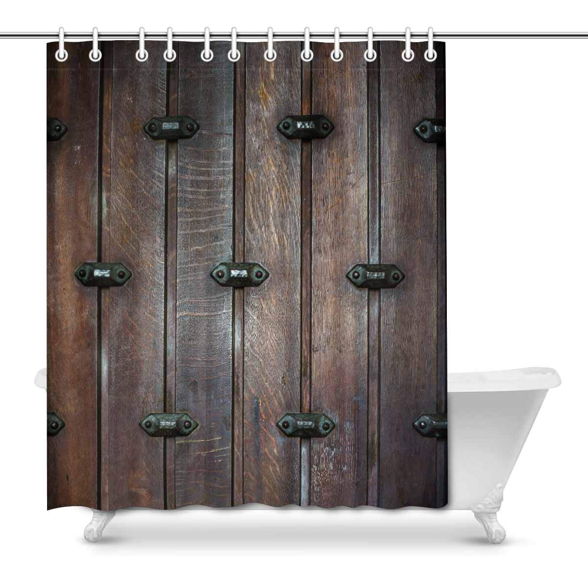 Mkhert Old Wooden Door Rustic Planks Barn House Decor Shower Curtain For Bathroom Decorative 0052