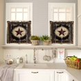 thumbnail image 3 of Western Stars Brown Kitchen Curtains and Valances Set, 3 Piece Kitchen Curtains Set 24 Inch Length, Farmhouse Country Vintage Wood Grain Rod Pocket Curtains Tier Farmhouse Window Curtains, 3 of 6