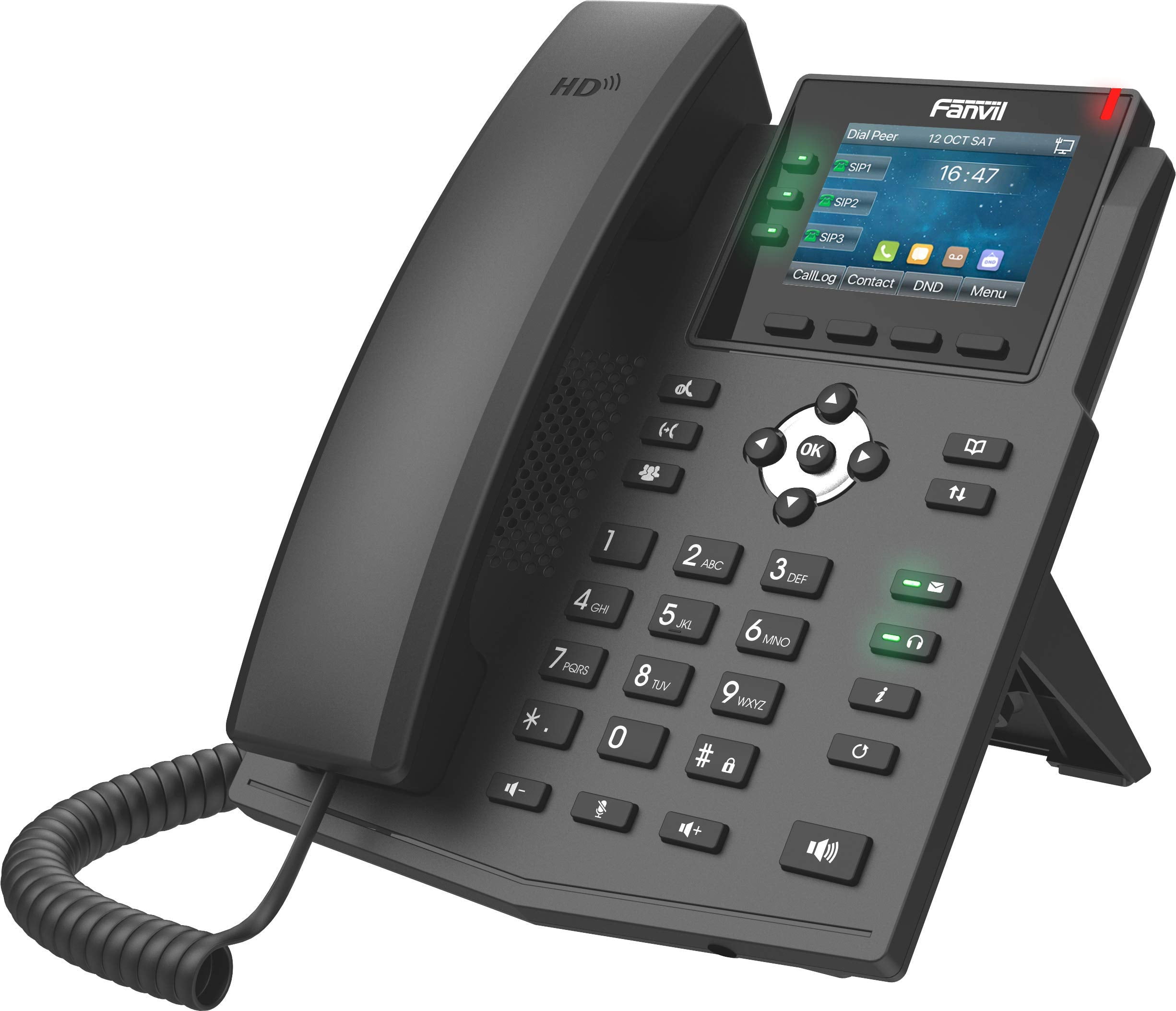 Fanvil X3U Enterprise VoIP Phone, 2.8Inch Color Display, 6 SIP Lines, DualPort Gigabit