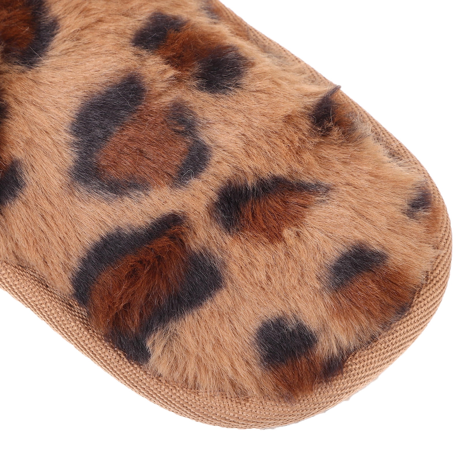 HONMEET Furry Slippers Women Leopard Plush 1 Pair Size 41 42