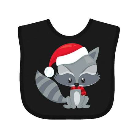 

Inktastic Christmas Raccoon Cute Raccoon Santa Hat Scarf Gift Baby Boy or Baby Girl Bib