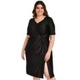 thumbnail image 1 of Vestido de satÃ­n con nudo Roman Fashion/ Tallas Extras, 4313 (Negro) negro 36 Roman Fashion V-GR-4313-NEGRO, 1 of 6