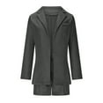 thumbnail image 4 of Blazer Shorts Set for Women Elegant 2 Piece Business Outfits Long Sleeve Open Front Blazer Short Suits with Belt, 4 of 6
