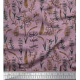 thumbnail image 1 of Soimoi Purple Modal Satin Fabric Artistic Leaves Stripe Print Fabric by Yard 42 Inch Wide, 1 of 3