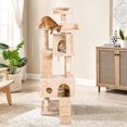thumbnail image 2 of Pefilos 63" Cat Tree Tower for Indoor Cats, Multiple Cat Condo with Top Perch, Anti-Dumping, Climbing Ladder Cat Tree House, Beige, 2 of 9