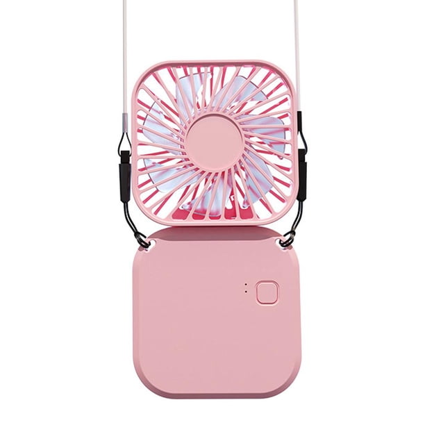 Ventilador colgante plegable Cómodo ventilador con banda para el cuello Accesorios para exteriores (rosa)
