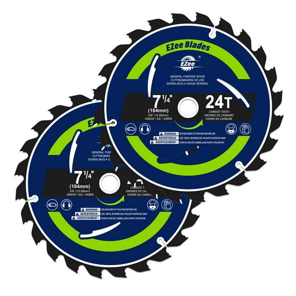 EZee Circular Saw Blades 7-1/4 Inch 24 Tooth Carbide-Tipped Miter Saw Blade for Various Wood Cutting Thin Kerf,ATB Woodworking Saw Blade Replacement,CS7-24TF(2pack)