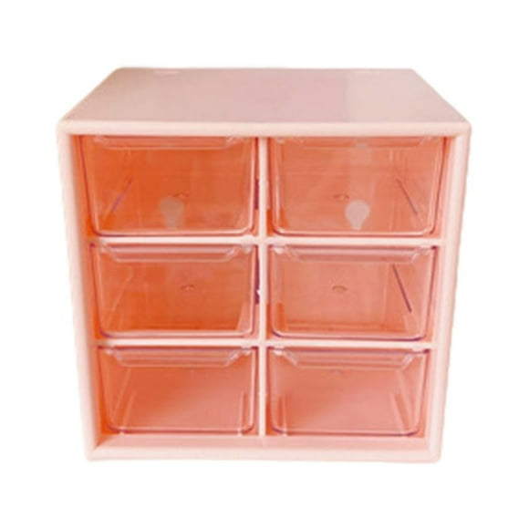 Inteprter Excelentes materiales de plástico: caja de almacenamiento de escritorio ecológica con cajones transparentes con múltiples Carpetas de archivos rosa Cuadrícula de seis palacios