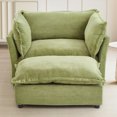 thumbnail image 3 of Oversized Accent Chair with Ottoman, Chenille Cloud Sofa Chair with 40" Extra-Wide Seat and Curved Armrests, Modern Armchair Reading Chairs for Bedroom, Green, 3 of 8