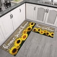 thumbnail image 3 of Brown Wood Sunflower Flowers Kitchen Rugs and Mats Sets Of 2,Kitchen Decoration Rugs,Rubber Backing Non-Slip Floor Mat for Sink Washable Waterproof Laundry Room Runner Rugs, 3 of 7