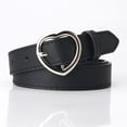 thumbnail image 1 of Xiao Hua Cinturón de piel sintética para mujer, ideal para vestidos y vaqueros, con botones de corazón (negro), 1 of 5