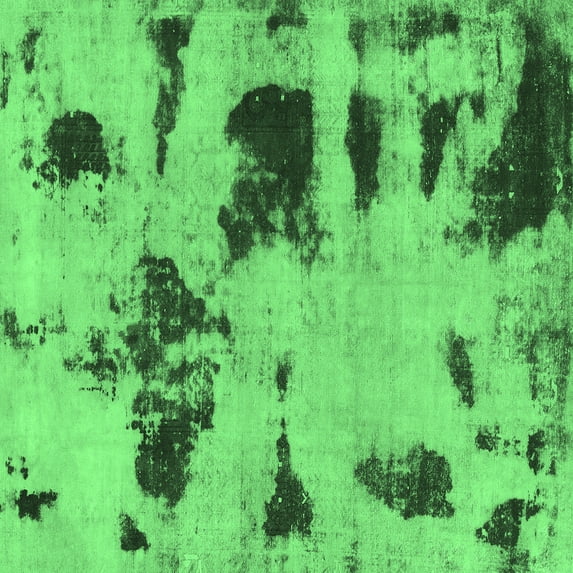 Ahgly Company Indoor Square Abstract Emerald Green Modern Area Rugs, 7' Square