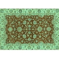 thumbnail image 1 of Ahgly Company Machine Washable Indoor Rectangle Oriental Turquoise Blue Traditional Area Rugs, 2' x 5', 1 of 4
