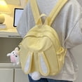 thumbnail image 4 of GobdXE Back To School Unisex Student Solid Nylon 3D Bunny Ear Mini Backpack Fluffy Plush Tail Lightweight Casual Daypack Size:One Size, 4 of 4