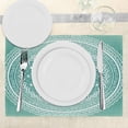 thumbnail image 3 of Teal Ombre Place Mats Set of 4, Mandala Pattern Boho Style Floral Dots and Stripes with Petals Print, Washable Fabric Placemats for Dining Room Kitchen Table Decor, Teal White, 3 of 5
