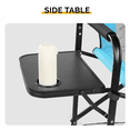 thumbnail image 5 of Tcbosik Folding Directors Chair with Side Table and Storage Pocket, Portable Camping Chair with Built-in Cup Holder and Footrest for Backyard, Lawn, 265 lbs Capacity, Blue & Gray, 5 of 11