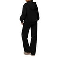 thumbnail image 5 of Hogleaql Women's Tracksuit 2 Piece Hoodie and Sweatpants Solid Color Sweat Hoodie Joggers Running Pant Set Fleece Fall Suit with Pockets Black 3XL, 5 of 5