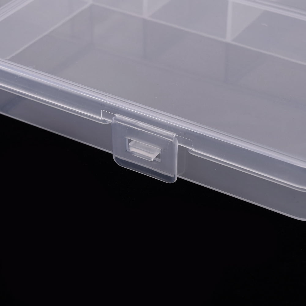 Polypropylene(PP) Bead Storage Containers 26 Compartments Organizer Boxes Rectangle with Cover Clear 19x20x1.8cm Hole: 17x6mm compartment: 3x3cm 7.05x7.05cm 11.3x7cm