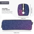 thumbnail image 3 of Pofeuu Violet Glitter Print Leather Pencil Case, Leather Pencil Pouch Large Capacity, Big Pencil Pouch with Zipper Vintage Pen Bag Fountain Pen Holder, 3 of 7