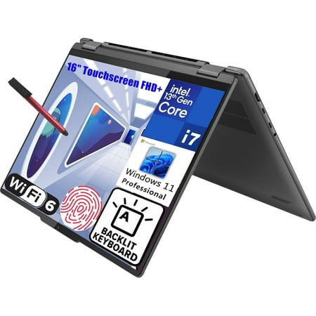 Lenovo Yoga 7i 16 2-in-1 Laptop Computer, 16" Touchscreen FHD+, 13th Gen Intel 12 Cores i7-1355U, 16GB LPDDR5 RAM, 1TB PCIe SSD, WiFi 6E, BT 5.1, Backlit KB, Fingerprint Reader, Windows 11
