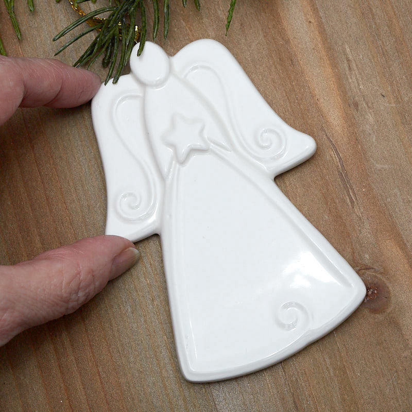12pc Embossed Porcelain Angel Ornament Set - for Christmas - Factory Direct Craft
