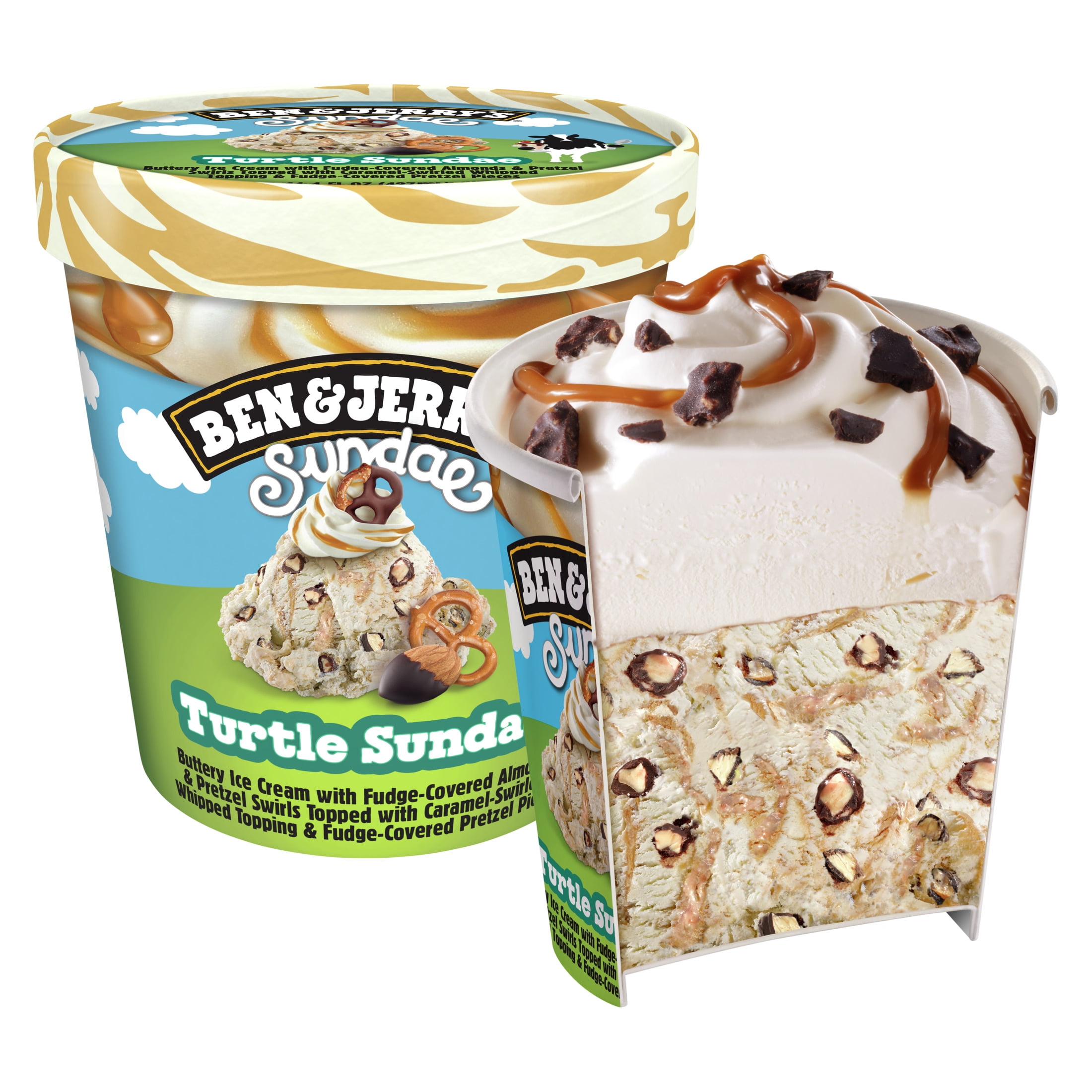 Ben & Jerry's Turtle Sundae Ice Cream Frozen Desserts, 14.4 fl oz
