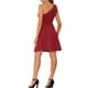 thumbnail image 3 of INSPIRE CHIC Vestido de Mujer con Lazo de Un Hombro Sin Mangas A-Line con Falda Acampanada y Bolsillos Rojo 3XL, 3 of 6