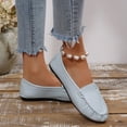 thumbnail image 4 of Dweltoz Women's Leather Loafers Business Casual Comfortable Boat Shoes Lightweight Slip on Retro Dressy Shoes,Blue 36, 4 of 9