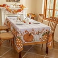 thumbnail image 2 of Fall Tablecloth Rectangle, Thanksgiving Autumn Harvest Pumpkin Buffalo Plaid Table Cloth, Stain Resistant Washable Table Cover for Party/Dining/Holiday- Orange Checkered, 60x 84 Inch, 2 of 6