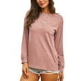 thumbnail image 3 of UKAP Fall Winter Basic Tunic Tee for Women Long Sleeve Crew Neck Pullover Comfy Plain Color Loose Top Shirt with Pocket, 3 of 3
