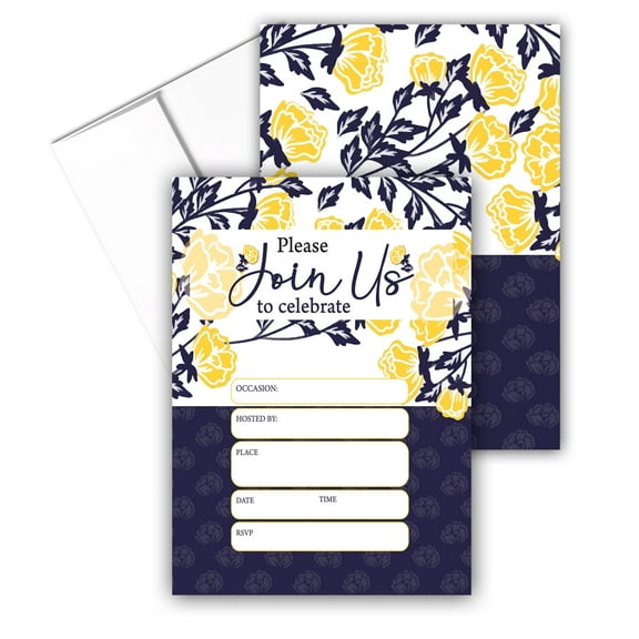 Stonehouse Collection | Yellow Floral Party Invitations for Any Occasion | Garde