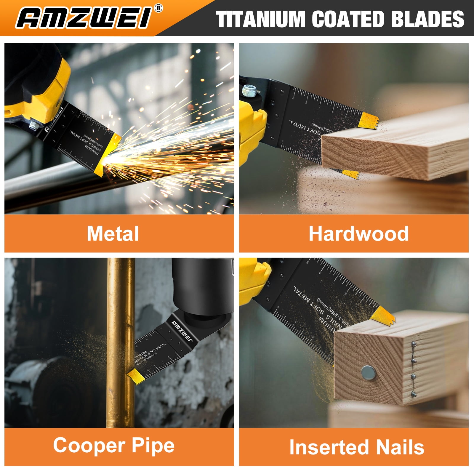 100-Pack Oscillating Tool Blades – Titanium & HCS Multi-Fit Saw Blades For Metal Cutting