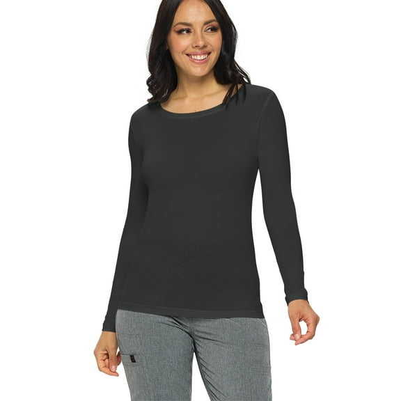 Womens Long Sleeve T Shirt With Super-Soft Stretch Fabric Round Neck T-Shirts