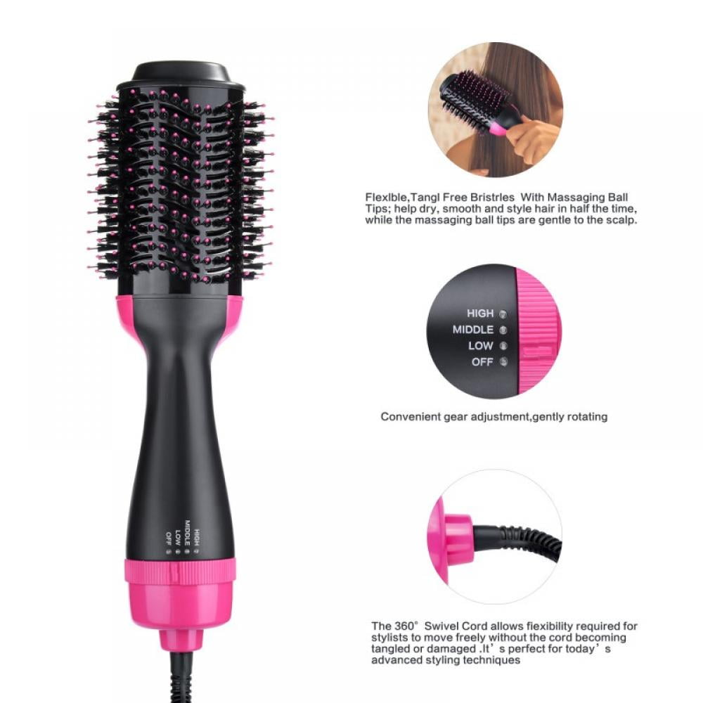 Hair Dryers & Volumizer, Hair Straightener Brush, 3 in 1 Hair Dryers with Brush for Blowing,Straightening,Curling,Salon, Hair Styler with Negative Ionic Technology for All Type Hair