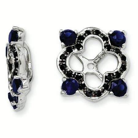Sapphire Earring Jackets - Sterling Silver Rhodium Created Sapphire & Black Sapphire Earring Jacket 1.34grams (L 11mm W 11mm)Sterling silver | Rhodium-plated | Created Sapphire | Black sapphire