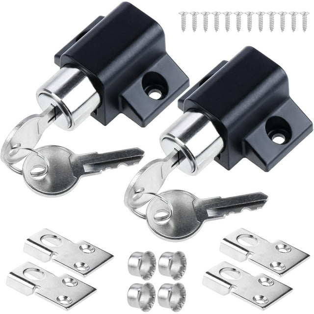2 x White Sliding Patio Door Locks Fixed Bolt Window Security Lock for Child Safety, Black